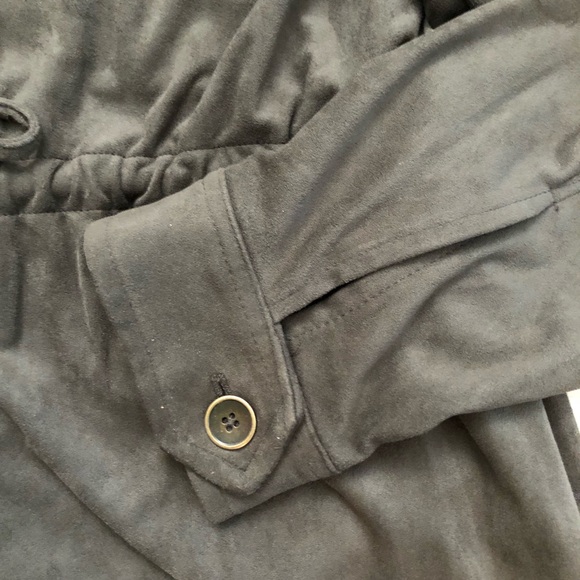 Torrid Fleece Velvet Utility Drawstring Lightweight Olive Green Shacket Jacket 2 - Picture 7 of 12